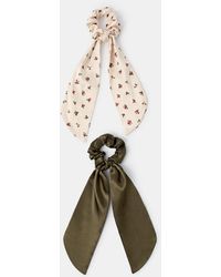 Accessorize - 2-Pack Floral Satin Scarf Hair Scrunchies - Lyst