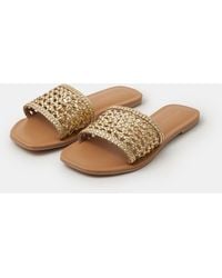 Accessorize - Woven Metallic Leather Slide Sandals - Lyst