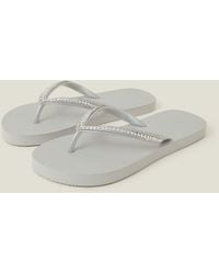 Accessorize - Crystal Embellished Flip Flops - Lyst