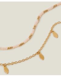Accessorize - Women's Gold 2-pack Facet Bead Anklets - Lyst