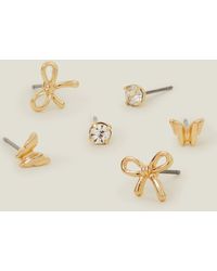 Accessorize - 3-Pack Butterfly Bow Stud Earrings - Lyst