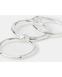 Accessorize - Sterling-Plated Molten Linked Stacking Ring - Lyst