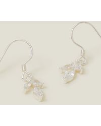 Accessorize - Sterling Silver-plated Sparkle Leaf Drop Earrings - Lyst