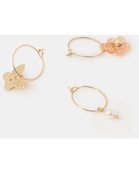Accessorize - 3-Pack Charm Hoop Earrings - Lyst