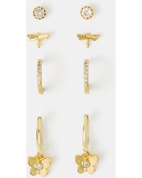 Accessorize - 4-Pack 14Ct-Plated Dragonfly Stud & Hoop Earrings - Lyst
