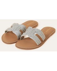 Accessorize - Beaded Slip On Sandals Silver - Lyst