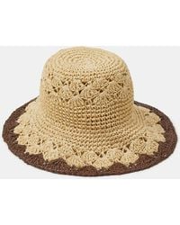 Accessorize - Two Tone Crochet Straw Bucket Hat - Lyst