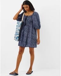 Accessorize - Mini Print Puff Cotton Floral Sleeve Dress - Lyst
