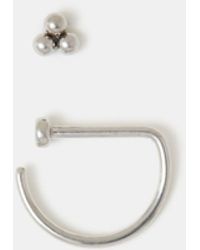 Accessorize - 2-Pack Titanium Nose Stud & Bar Ring - Lyst