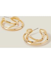 Accessorize - Women's Gold Layered Hoop Earrings - Lyst