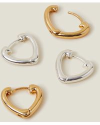 Accessorize - Gold 2-pack Heart Hoop Earrings - Lyst