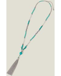 Accessorize - Women's Blue/silver Long Tassel Necklace - Lyst