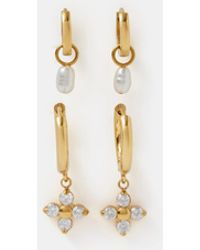 Accessorize - 2-Pack Stainless Steel Drop Hoop Earrings - Lyst