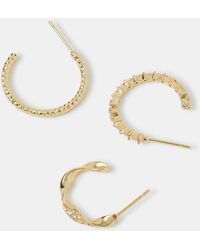 Accessorize - 3-Pack 14Ct-Plated Twist Hoop Earrings - Lyst