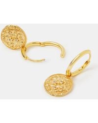 Accessorize - 14Ct-Plated Celestial Coin Charm Hoop Earrings - Lyst