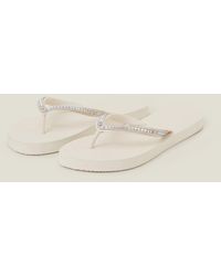 Accessorize - Crystal Embellished Flip Flops - Lyst