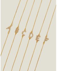 Accessorize - Women's 14ct Gold Plated Embellished Brass Sparkle Initial Bracelet - Lyst