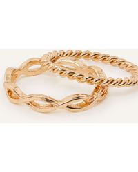 Accessorize - Women's Gold Textured Skinny Ring Twinset - Lyst