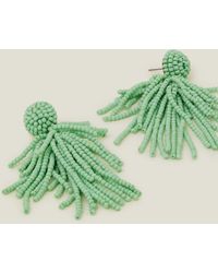 Accessorize - Women's Green Short Bead Tassel Earrings - Lyst