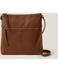 Accessorize - Women's Leather Large Messenger Bag Tan - Lyst