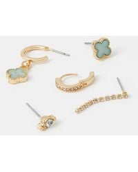Accessorize - 5-Pack Clover Stud & Hoop Earrings - Lyst