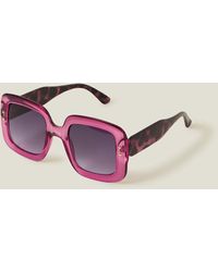 Accessorize - Pink Oversized Crystal Square Sunglasses - Lyst