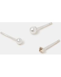 Accessorize - 3-Pack Sterling-Plated Pearl Mix Stud Earrings - Lyst