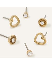 Accessorize - Heart Sparkle Earrings Set Of Three - Lyst
