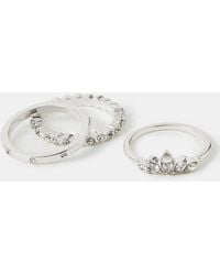 Accessorize - 3-Pack Diamanté Stacking Rings - Lyst