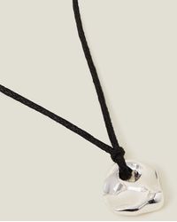 Accessorize - Black Sterling Silver-plated Molten Cord Necklace - Lyst