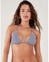 Accessorize - Women's Navy Blue Ring Detail Stripe Triangle Bikini Top - Lyst