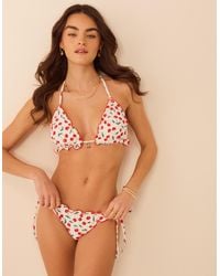 Accessorize - Cherry Print Ruffle Bikini Top - Lyst