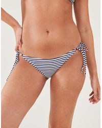 Accessorize - Women's Navy/white Navy Blue Ring Detail Stripe Bikini Bottoms - Lyst