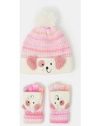 Accessorize - Dog Ombré Bobble Hat & Gloves Set - Lyst