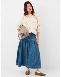 Accessorize - Cotton Denim Midi Skirt - Lyst