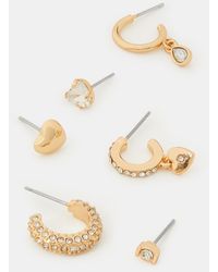 Accessorize - 6-Pack Heart Pavé Stud & Hoop Earrings - Lyst