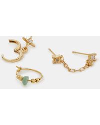 Accessorize - 14Ct-Plated Quartz Healing Stone Stud & Hoop Earrings Set - Lyst