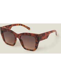 Accessorize - Women's Brown Classic Tortoiseshell Chunky Cateye Sunglasses - Lyst