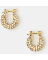 Accessorize - Stainless Steel Chunky Pavé Hoop Earrings - Lyst