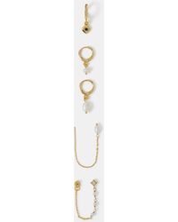 Accessorize - 5-Pack 14Ct-Plated Mother Of Pearl Stud & Hoop Earrings - Lyst