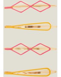 Accessorize - Women's Pink/yellow 4-pack Diamond Hair Slides - Lyst