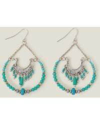 Accessorize - Women's Silver And Blue Embellished Layered Fan Earrings - Lyst