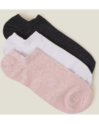 Accessorize - Cotton 3-Pack Trainer Socks - Lyst