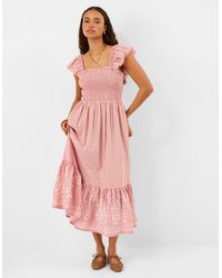 Accessorize - Embroidered Stripe Midi Dress - Lyst