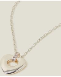 Accessorize - Women's Sterling Silver Plated Heart Necklace - Lyst