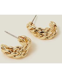 Accessorize - Gold Double Chain Hoop Earrings - Lyst