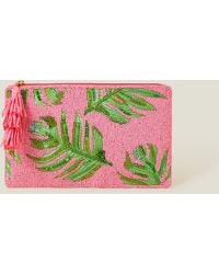 Accessorize - Women's Gold Embellished Leaf Zip Top Clutch Bag - Lyst