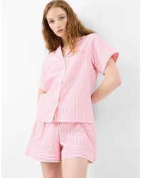 Accessorize - Short Sleeve Collared Neck Cotton Striped Stripe Seersucker Pyjamas Set - Lyst