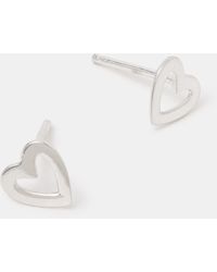 Accessorize - Sterling Cut Out Heart Stud Earrings - Lyst