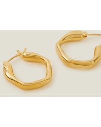 Accessorize - Women's 14ct Gold Plated Brass Molten Hoop Earrings - Lyst